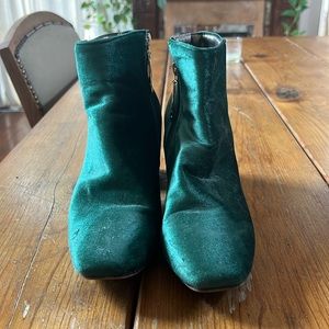 Emerald Green Velvet Costume Booties. Size 40